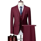 14 Color M-6XL ( Jacket + Vest+Pants ) High-end Brand Formal Business Mens Suit Three-piece Groom Wedding Dress Solid Color Suit